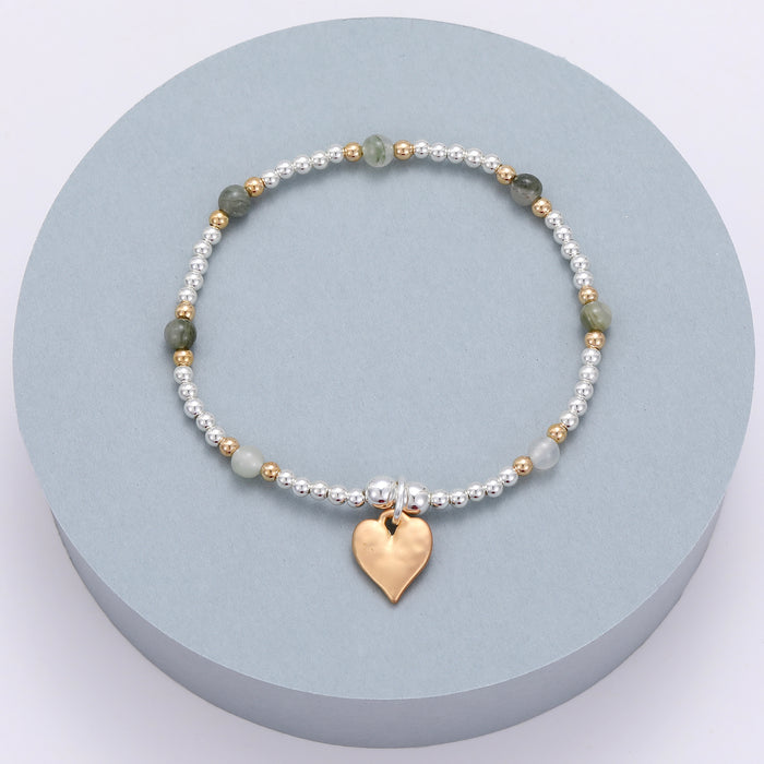 Gracee Jewellery Beaded Heart Silver And Gold Bracelet