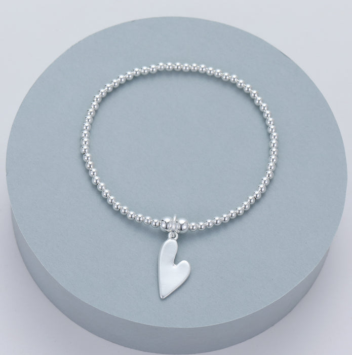 Gracee Jewellery Beaded Heart Silver Bracelet
