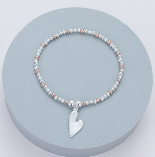 Gracee Jewellery Beaded Heart Silver & Rose Gold Bracelet
