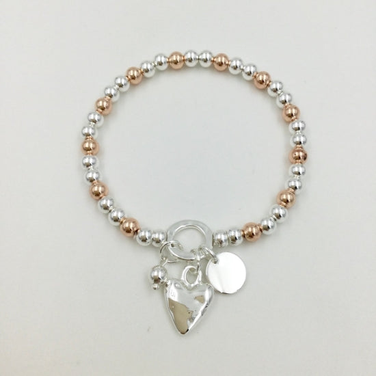 Gracee Jewellery Beaded Heart Rose Gold Bracelet