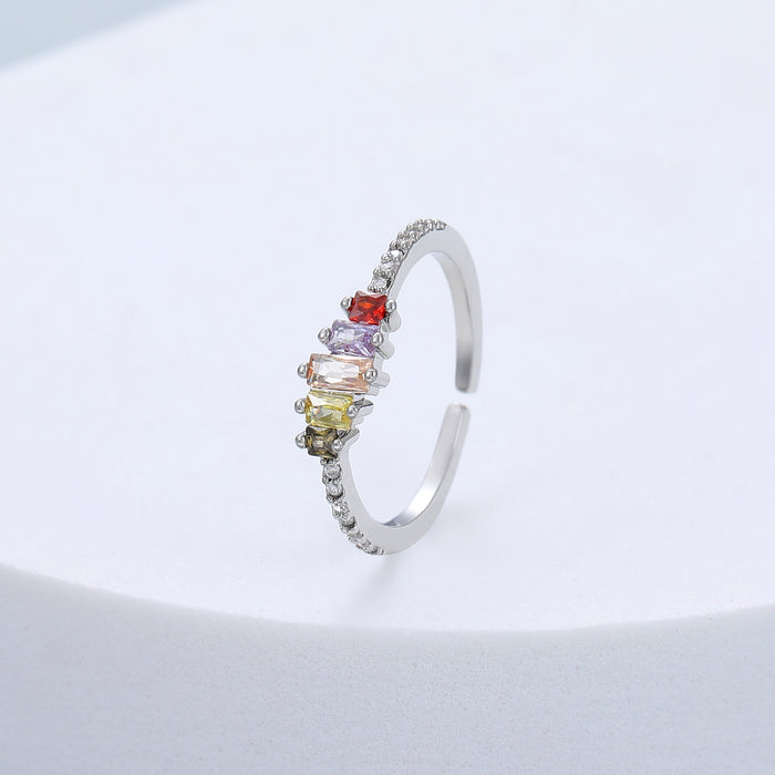 Gracee Jewellery Rainbow Crystal Silver Ring
