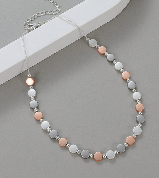 Gracee Jewellery Geometric Silver And Rose Gold Circles Necklace