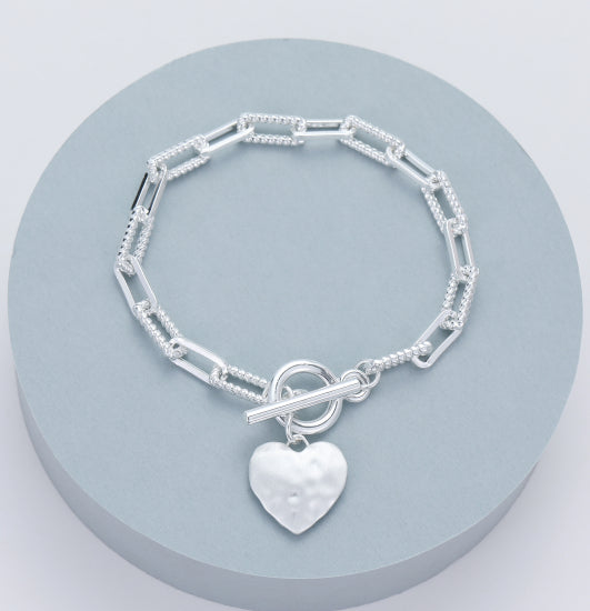 Gracee Jewellery Short Heart Silver Bracelet
