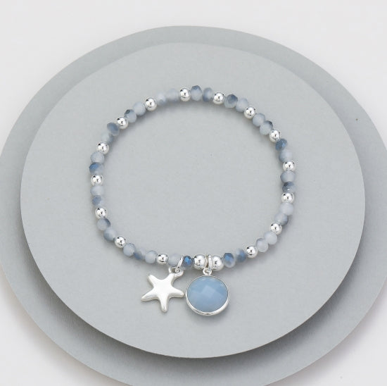 Gracee Jewellery Silver Star And Coloured Crystal Circle Bracelet