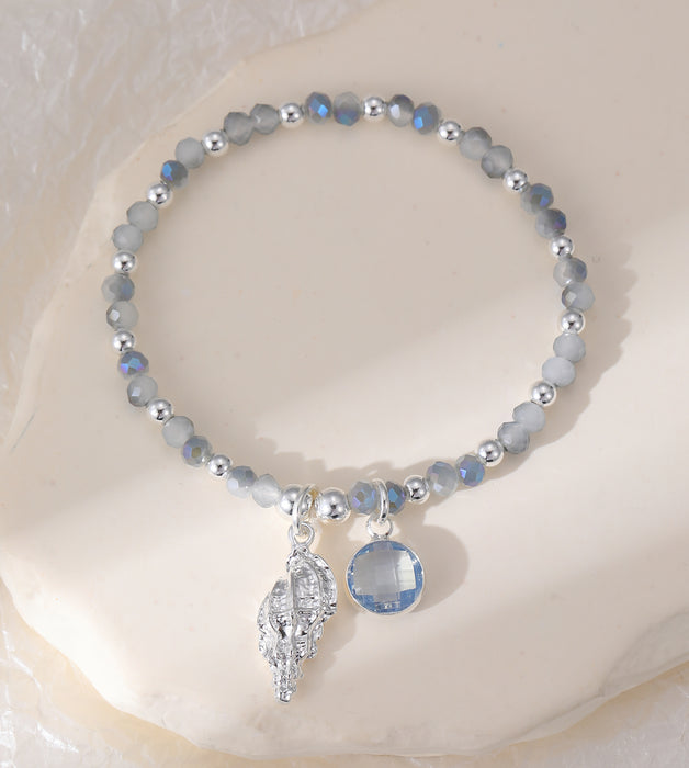 Gracee Jewellery Silver Leaf And Crystal Circle Bracelet