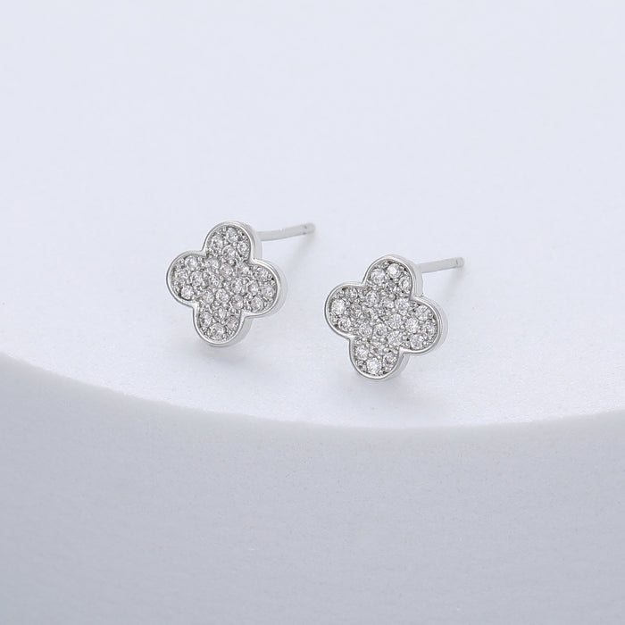 Gracee Jewellery Silver Crystal Clover Shape Earrings