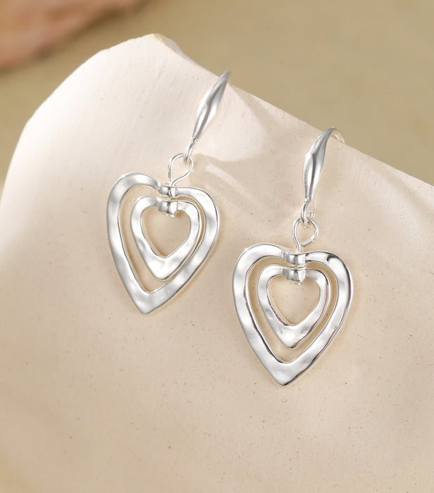 Gracee Jewellery Silver Double Heart Earrings