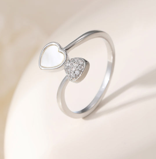 Gracee Jewellery Heart & Crystal Silver Ring