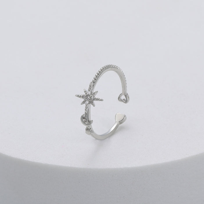 Gracee Jewellery Heart & Stars Silver Open Ring