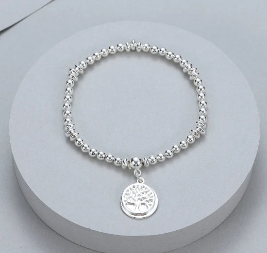 Gracee Jewellery Beaded Tree Of Life Silver Bracelet