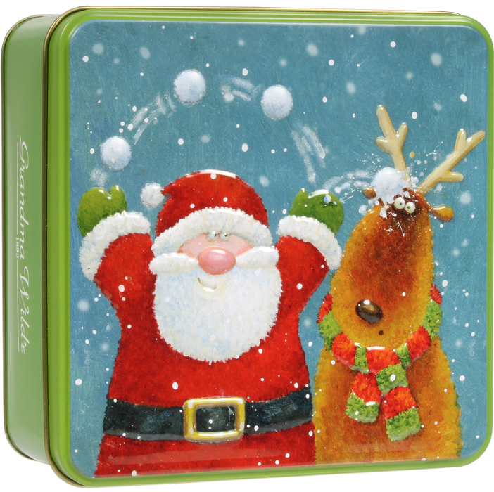 Grandma Wild's Santa & Reindeer Embossed Biscuit Tin