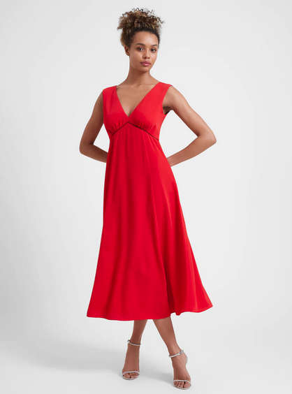 Great Plains Women's Marylebone Lace V-Neck Midi Dress - Crimson
