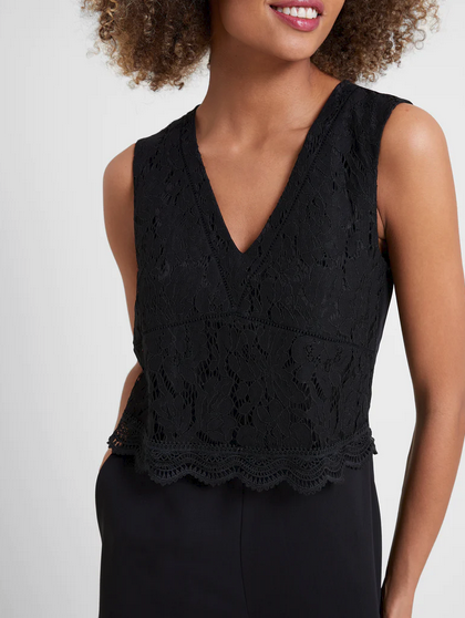 Great Plains Women's Marylebone Lace V-Neck Jumpsuit - Black