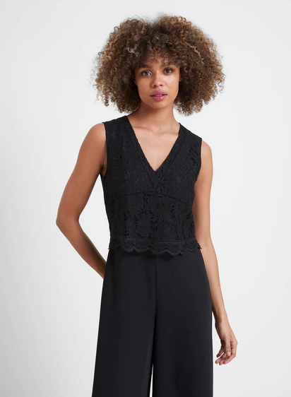 Great Plains Women's Marylebone Lace V-Neck Jumpsuit - Black