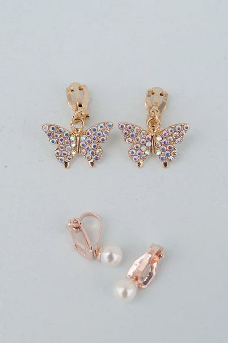 Great Pretenders Boutique Butterfly Or Pearl Clip-on Earrings