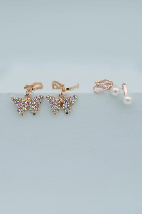 Great Pretenders Boutique Butterfly Or Pearl Clip-on Earrings