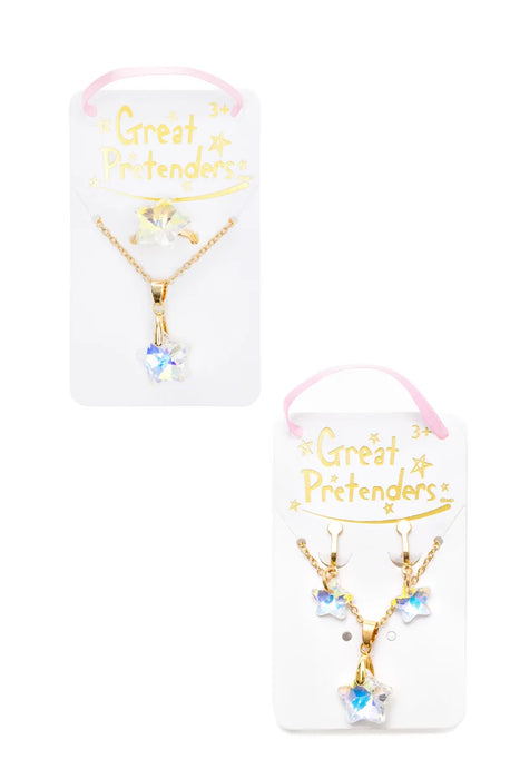 Great Pretenders Boutique Holographic Star Necklace with Ring & Earring Set