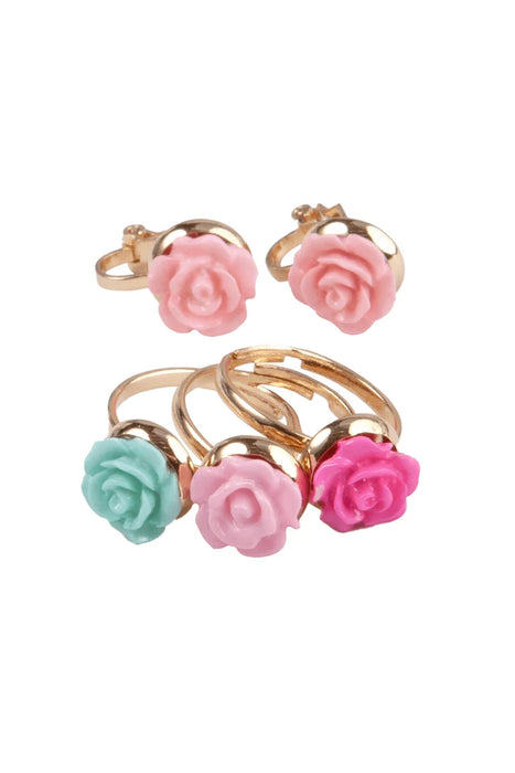 Great Pretenders Boutique Rose Ring & Earring Set