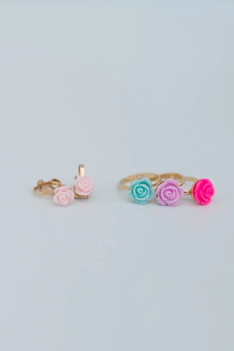 Great Pretenders Boutique Rose Ring & Earring Set