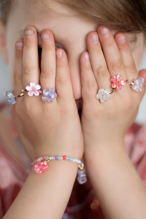 Great Pretenders Boutique Shimmer Flower Ring Set Of 5