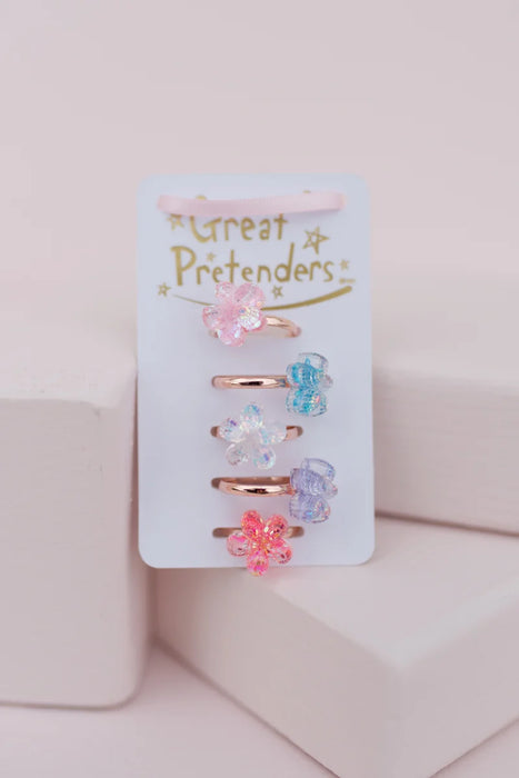 Great Pretenders Boutique Shimmer Flower Ring Set Of 5