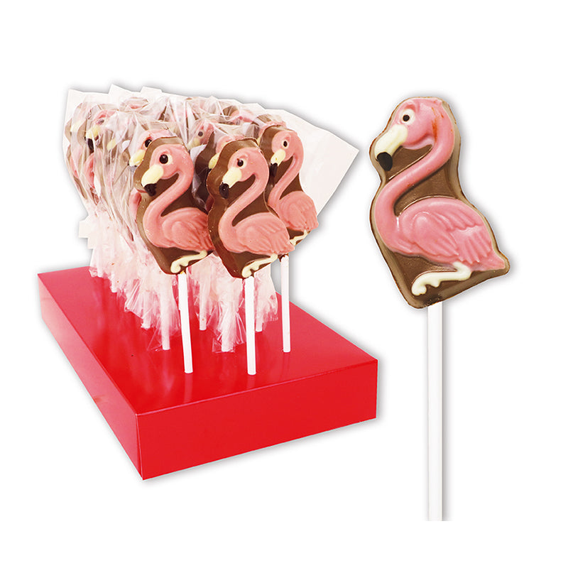 Welsh Chocolate Hand Decorated Milk Chocolate Flamingo Lollipop