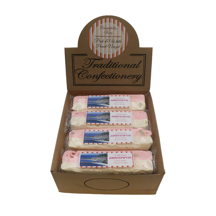 Welsh Chocolate Personalised Porthcawl Pink & White Peanut Nougat Bar