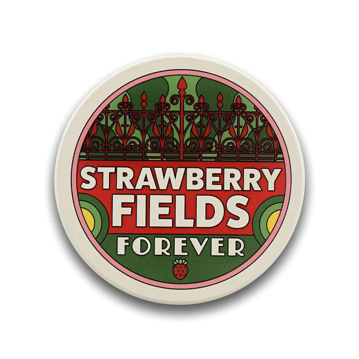 Half Moon Bay The Beatles Strawberry Fields Round Ceramic Coaster