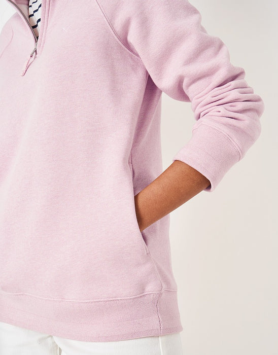 Crew Clothing Women's Half Zip Sweatshirt - Mid Pink Marl