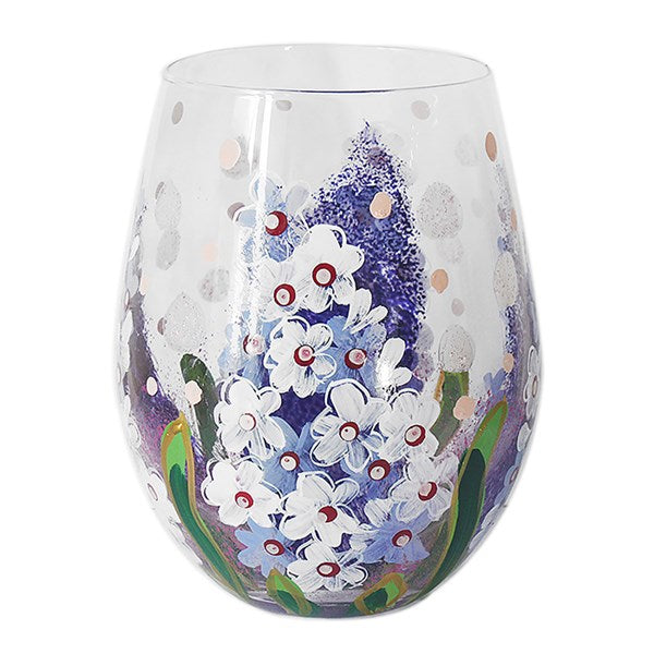 Hand Painted Stemless Glass Delphinium Flower