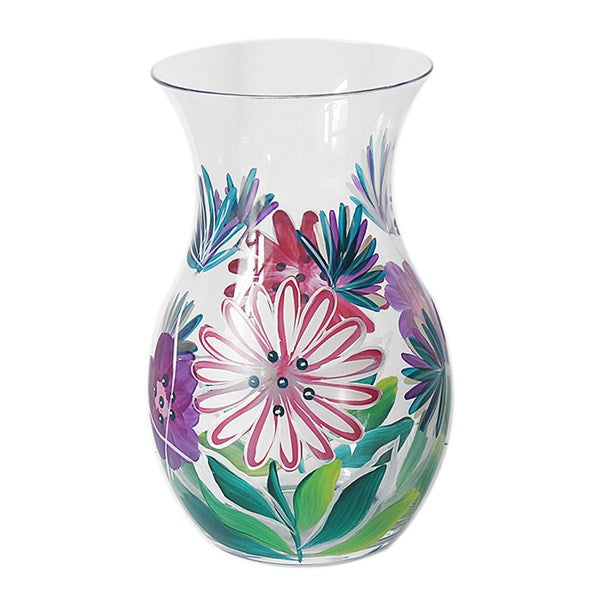 Hand Painted Glass Flower Vase Gerberas