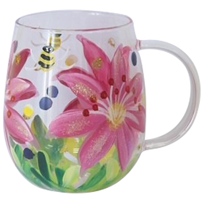 Handpainted Glass Cup Lilies