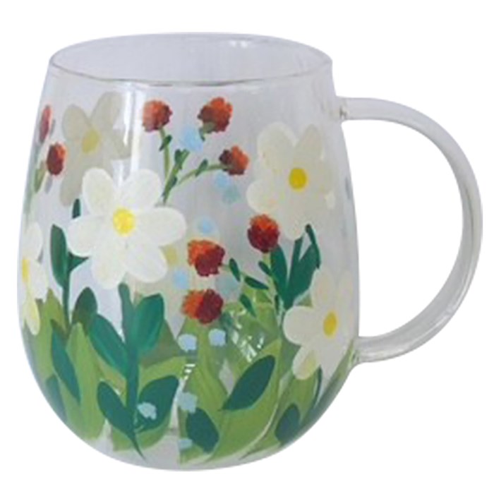 Handpainted Glass Cup Daisies