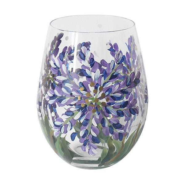 Handpainted Stemless Glass Agapanthus