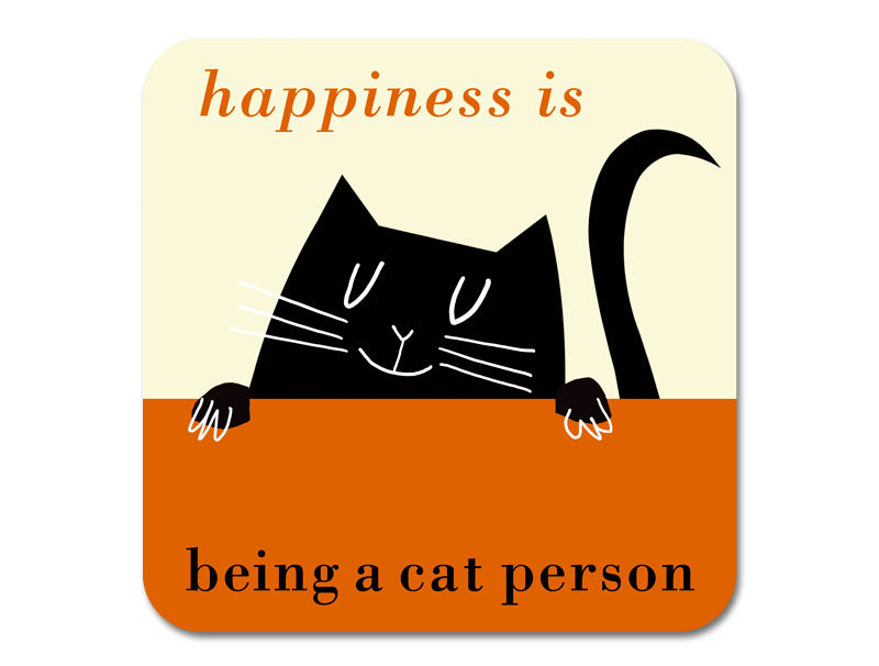 Repeat Repeat Happiness Peeping Cat Orange Coaster