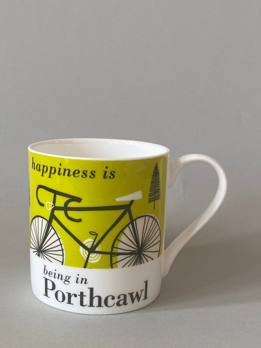 Repeat Repeat Happiness Is Being In Porthcawl Bike Mug