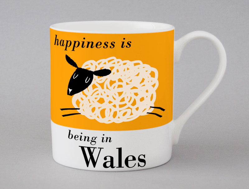Repeat Repeat Happiness Is Being In Wales Orange Mug
