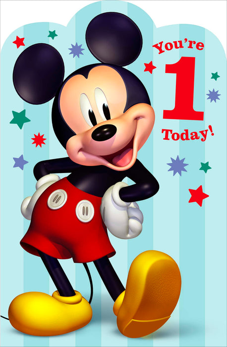 UKG Micky Mouse Your 1 Today Birthday Card