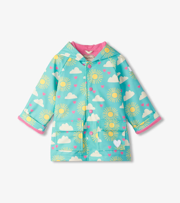 Hatley Girls Happy Skies Button-Up Rain Jacket