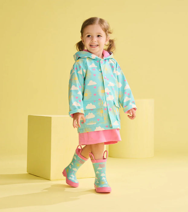 Hatley Girls Happy Skies Button-Up Rain Jacket