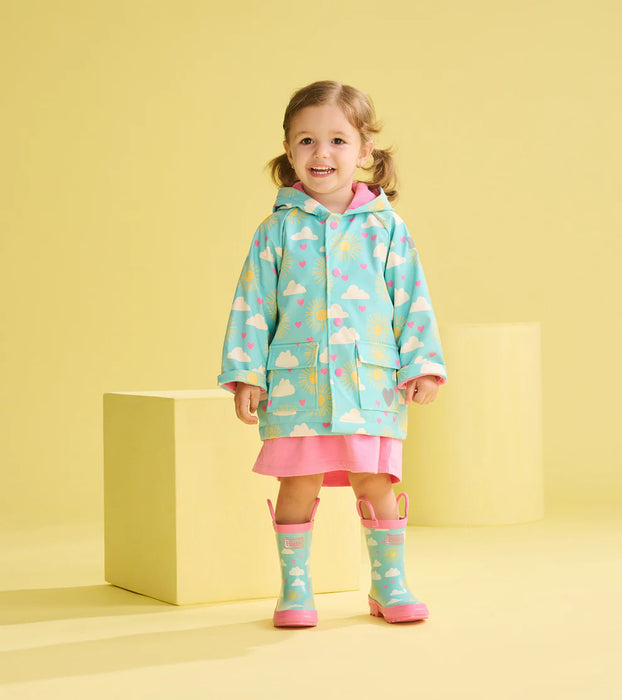 Hatley Girls Happy Skies Button-Up Rain Jacket