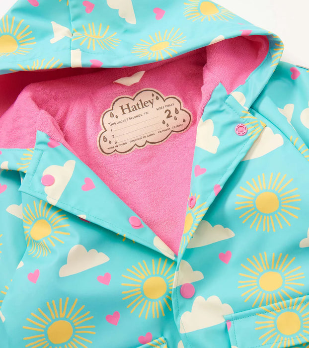 Hatley Girls Happy Skies Button-Up Rain Jacket