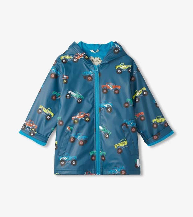 Hatley Boys Monster Trucks Zip-Up Rain Jacket