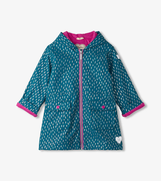 Hatley Girls Mini Lightning Bolts Zip-Up Rain Jacket