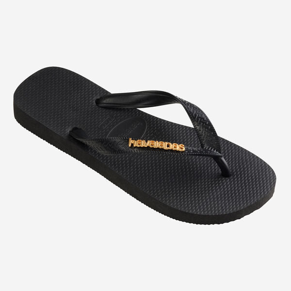 Havaianas Women's Havaianas Logo Metallic Flip Flops In Black