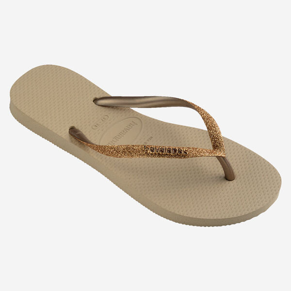 Havaianas Women's Havaianas Slim Glitter II Flip Flops In Golden Light