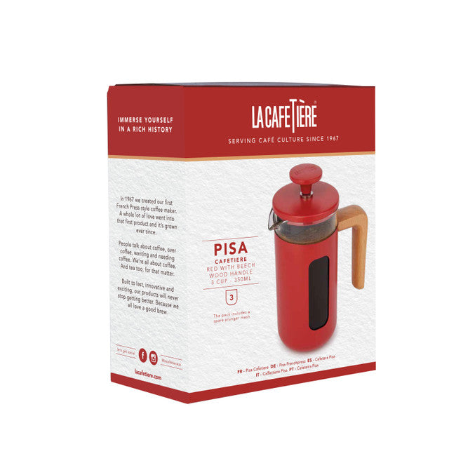 La Cafetière Pisa Cafetiere, 3-Cup, Red