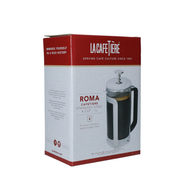 Cafetière Roma Cafetiere, 6-Cup, Stainless Steel Finish