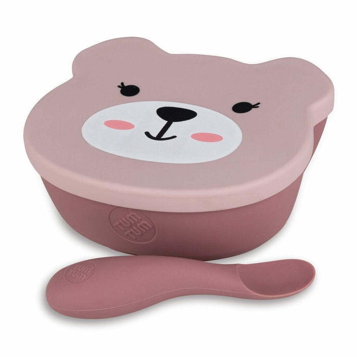 Hippychick TUM TUM Silicone Weaning Bowl & Spoon Set Pink
