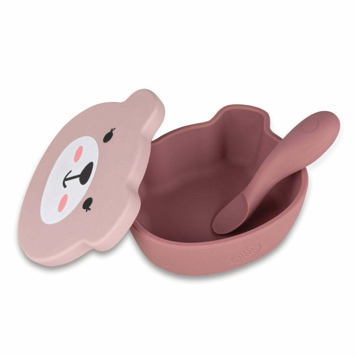 Hippychick TUM TUM Silicone Weaning Bowl & Spoon Set Pink